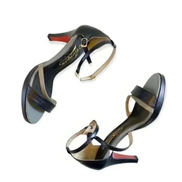 Morgan De Toi Strappy High Heel Sandals Ankle Strap Black Grey US 6.5 - Picture 9 of 16